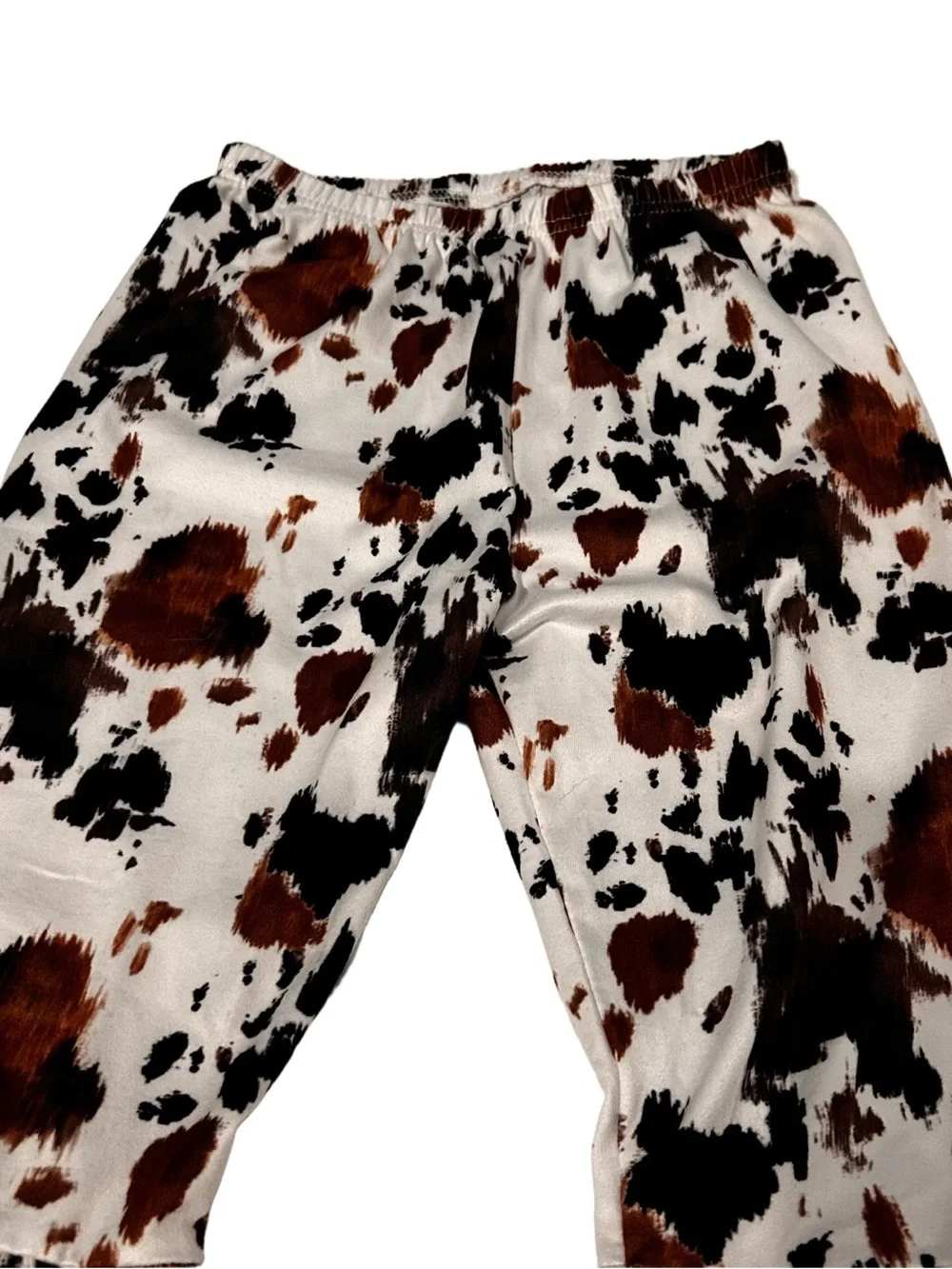 Cow print flare pants girls pants set size 7/8 NWT